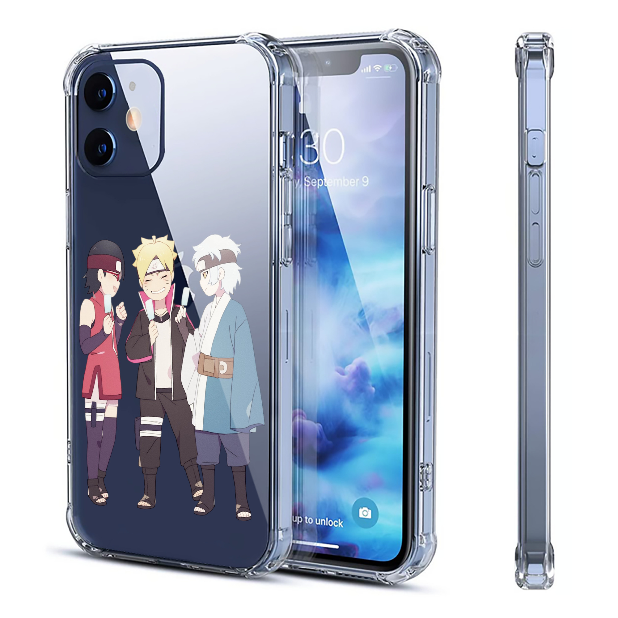 （画像用） NARUTO -ナルト- うちは サラダ Uchiha Sarada 【iPhone 12シリーズ対応】透明スマホケース（クリアソフトケース）